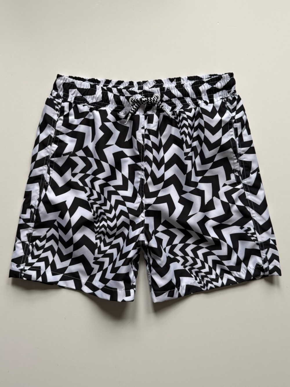 Boardies Boys Black & White Hazard Swim Shorts - Size 7-8